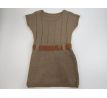 Hnedé pletené šaty s vtkanou zlatou niťou, vek 10-12 rokov