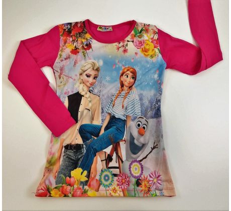 Ružové tričko - šaty s Frozen, veľ.140, Wiyan kids