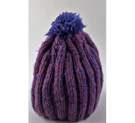 fialová štrikovaná čiapka s brmbolcom, 40-48cm