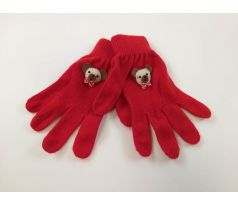 Červené rukavice s mackom