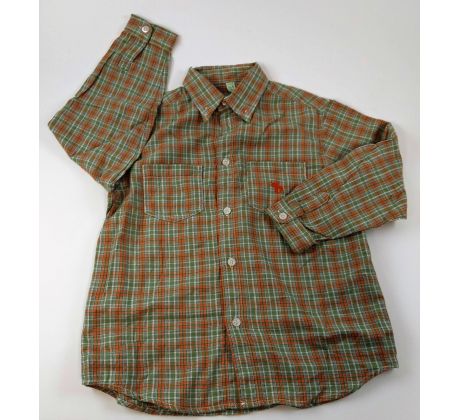 Zeleno-oranžová kockovaná košeľa, veľ.125, PRENATAL